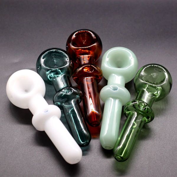 Tubos de mão de vidro 4,5 polegadas Lollipop forma personalizada transparente Pipepyrex Burner Bubbler fumando água manual 5 cor Escolha