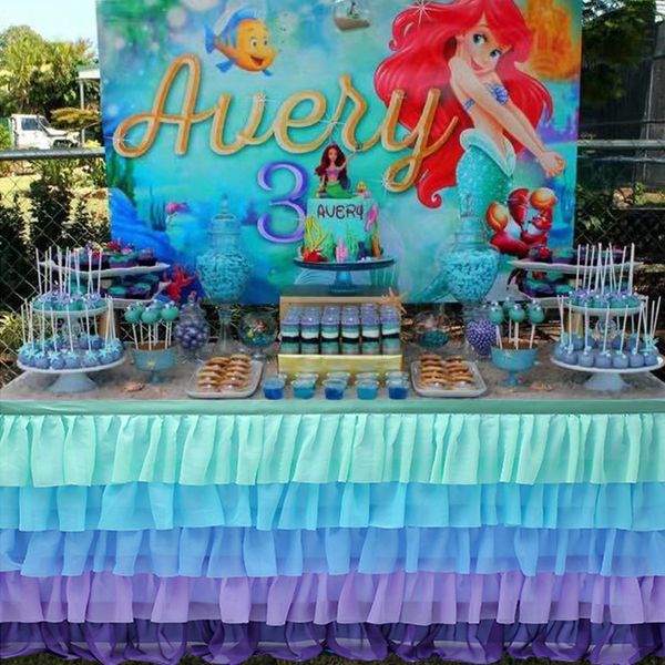 

table cloth five layers of table skirt wedding banquet birthday party decoration wavy tablecloth wickertable skirt tulle