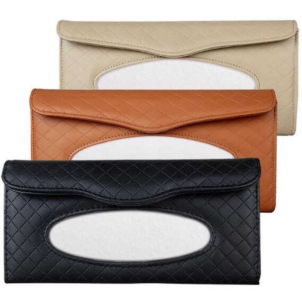 

2019 car sun visor pu leather tissue box auto clip holder paper napkin accessories