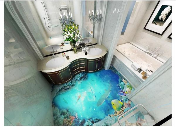 Customized 3d Self Adhesive Floor Painting Wall Paper Dark Ocean Real Three Dimensional Painting 3d Waterproof Floor Tiles Hd Wallpapers Of Hd