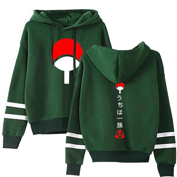 

autumn anime hoodies men women cool uchiha hatake uzumaki clan badge streetwear sudaderas boys green hoodie sweatshirts, Black