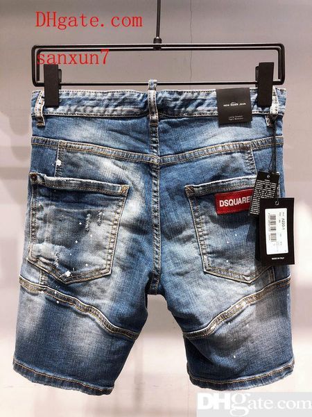 

d2019 men s distressed ripped skinny fashion designer shorts slim motorcycle moto biker causal mens denim pants hip hop men d2 jeans, Blue