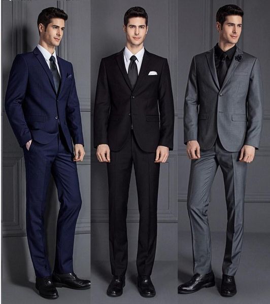 

new men's suit wedding groom tuxedos luxury suits for men two buttons 2 pieces suit(jacket+pants, Black;gray