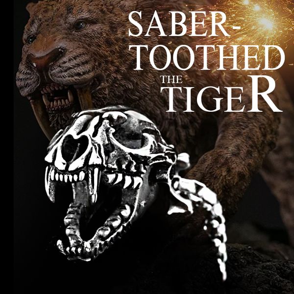 

beier 316l stainless steel huge saber-toothed tiger popular pendant necklace 3d design exqusite men jewelry lp096, Silver