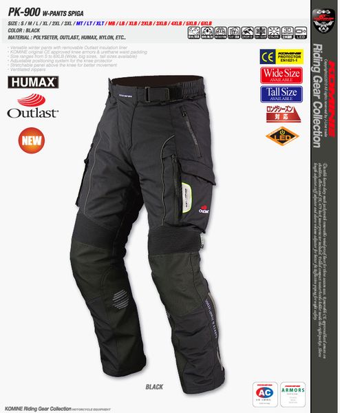 

komine pk-900 pants motor pants winter warm waterproof riding, Black;blue