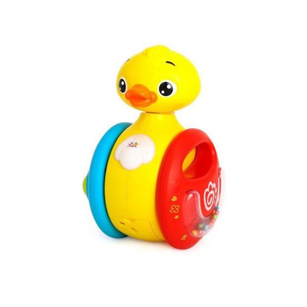 

small yellow duck shape toddler music slide rattle tumbler electric crawling toy visual sensitivity training toy