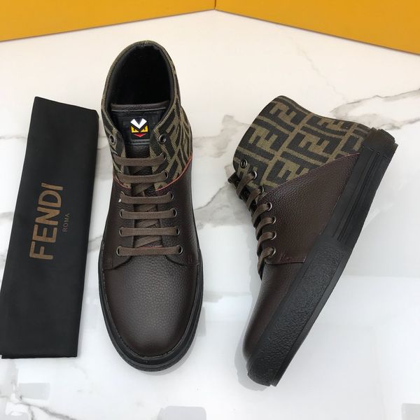 

new style high-end luxury men's casual outdoor shoes fashion design brand high-men's shoes classic retro pattern size 38--44 sefw, Black