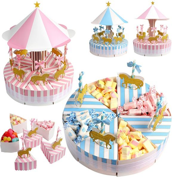 

unique romantic carousel candy box for unicorn party gift birthday decoration party decorations wedding favors and gifts 2pcs