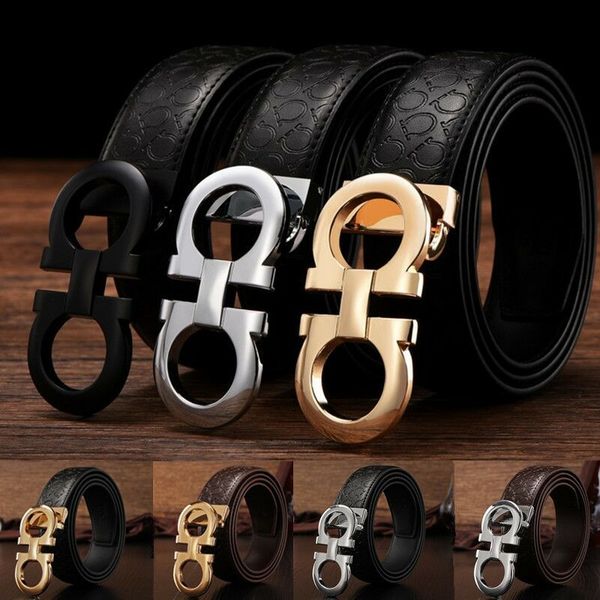 

creative cowhide belt for men fashione mbossing waistband metal automatic 8 shaped buckle design women leather girdle new arrival 15zl y, Black;brown