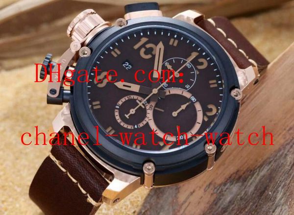 Top Quality New 8015 Chimera Bronze B B Chrono Quartz Chronograph Mens Watch Rose Gold Leather Strap Sport Relógios dos homens