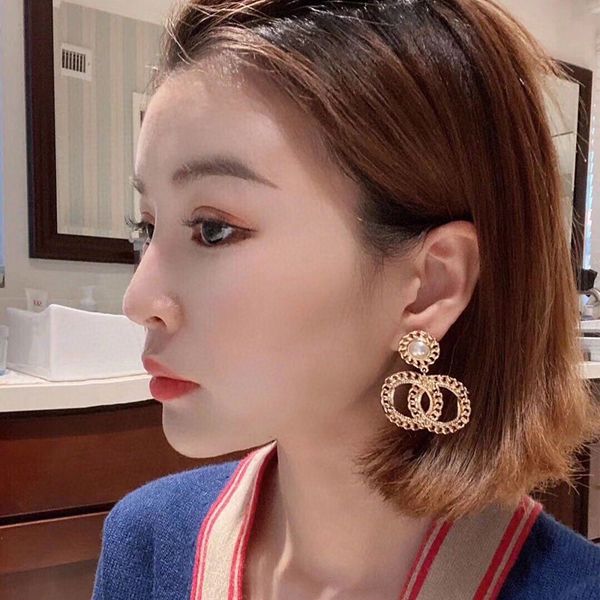 

c2089 trendy письмо полукруглые серьги жемчуг серьга южная корея 925 серебряная игла против аллергии 2020 новый, Golden;silver