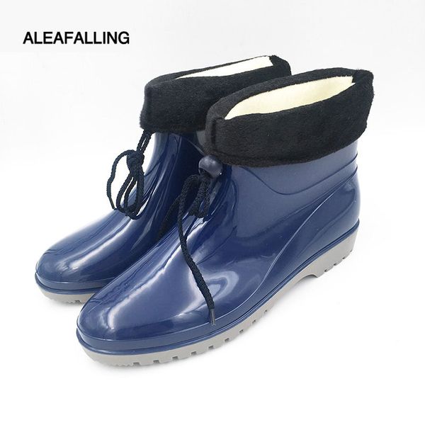 

aleafalling new arrival rain boots waterproof blue shoes woman rain woman water rubber ankle boots buckle strap botas w121, Black