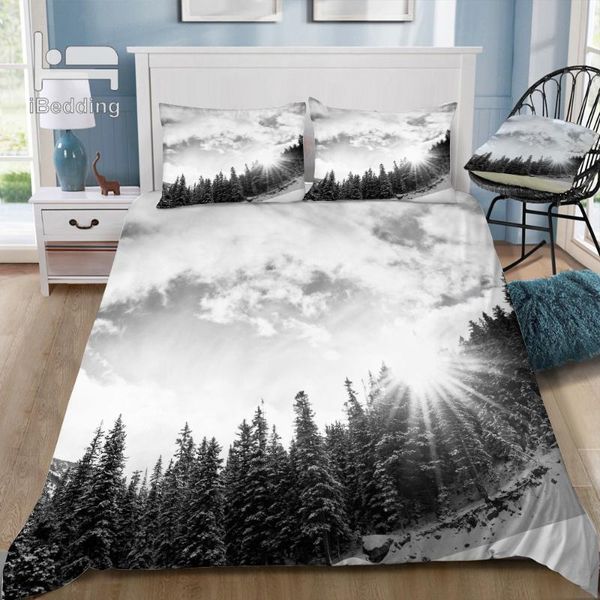 

whistle white mountain 3d bedding set printed duvet cover set  king twin size