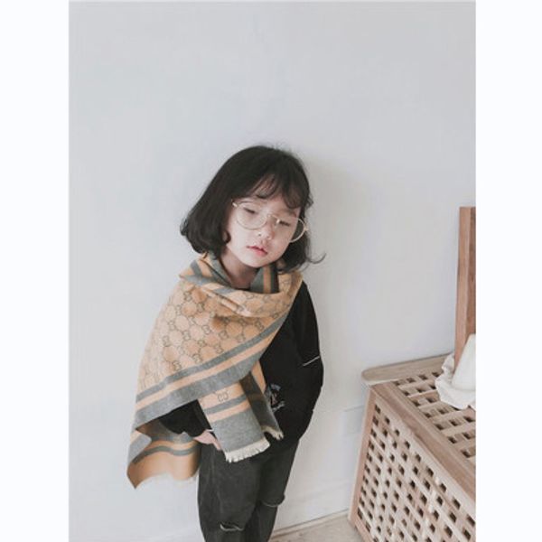 

children designer scarf boys girls brand plaid print cotton blends scarf kids warm keeping scarfs 2020 new fashion trend 4 colors, Red;brown