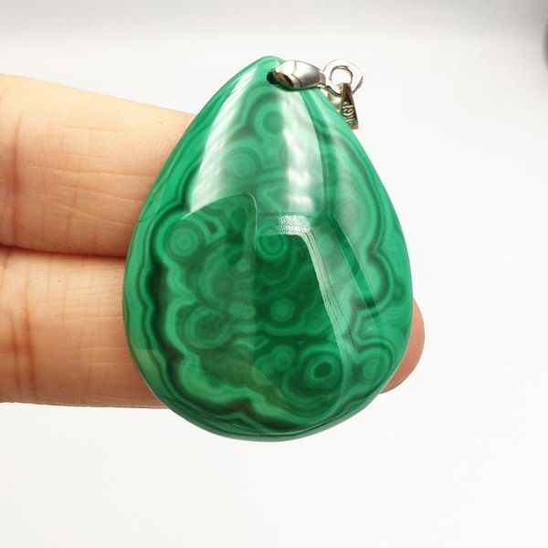

natural green malachite chrysocolla gemstone charm pendant 37x29x6mm reiki crystal woman man drop shipping, Silver