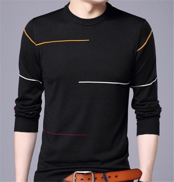 

line panelled mens designer sweaters fashion slim pullover long sleeve mens sweaters casual regular males clothing, White;black