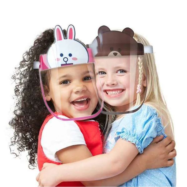 

dhl kid cartoon face shield transparent protective masks dustproof anti-fog full face shield anti dust windproof pet mask x105fz, Black;white