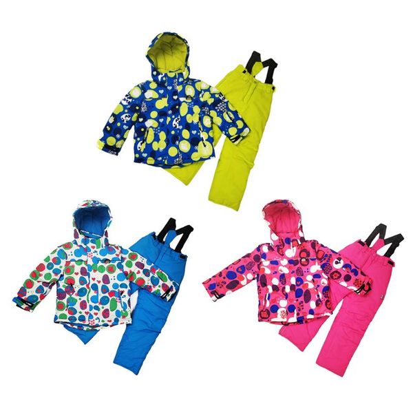 

boys' girls' 2 pcs skisuit snowsuit thermal rain/snow jacket/bib pants overalls suit outfits set kids snowsuit for winter