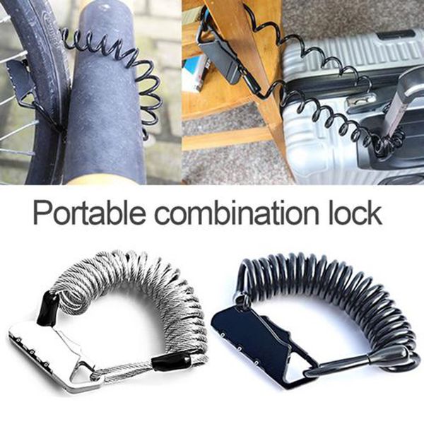 

3 digit combination anti-theft bicycle code lock mini bike lock 1400mm fold backpack cycling bicycle cable wire security