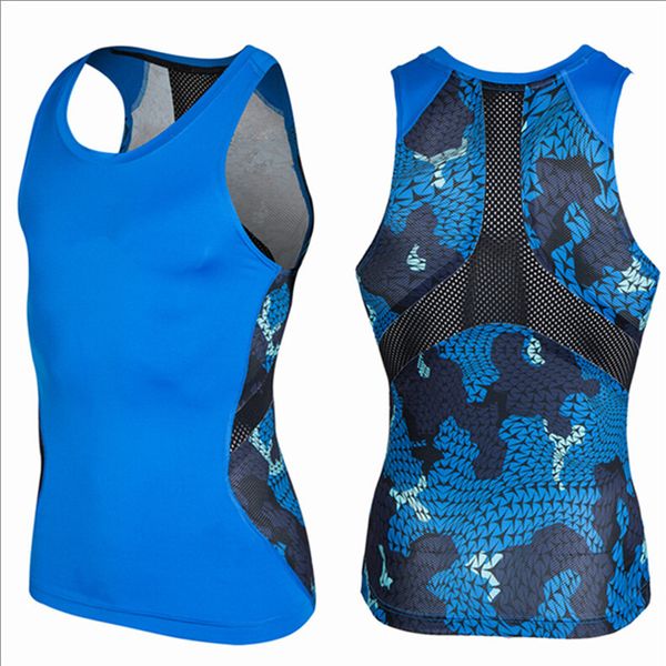 

men ' summer tank 3d print breathable mesh patchwork vest fitness men sleeveless tee shirts bodybuilding brand clothing, White;black