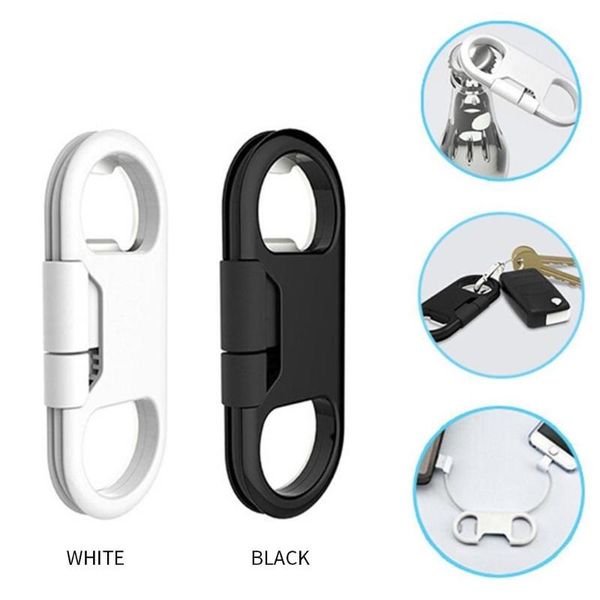 

portable multi-function keychain bottle opener usb charging cable short cable fashion leisure practical convenience personality