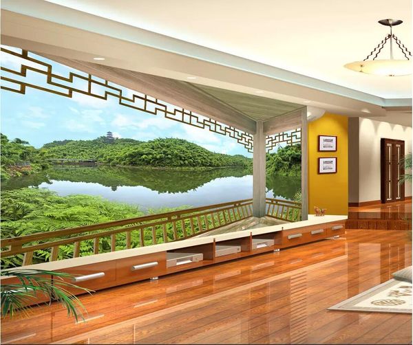 

3d room wallpaper custom p non-woven mural gazebo landscape 3d chinese background wall wallpaper for walls 3 d