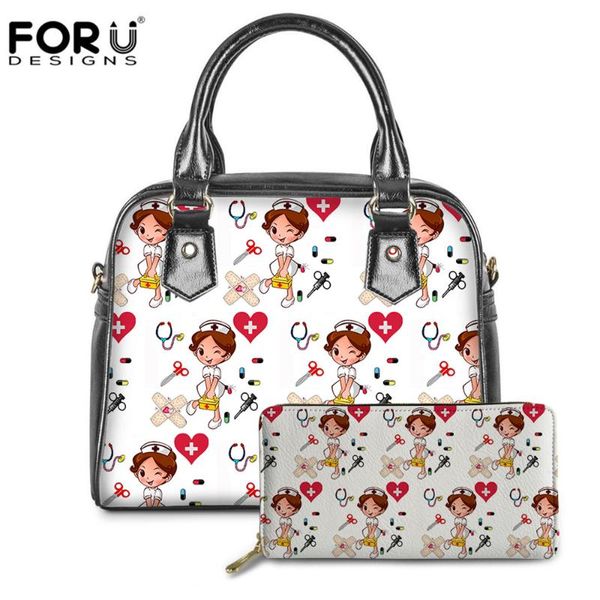 

forudesigns women's bag 2pcs/set fashion ladies nursing pattern crossbody bags for women pu leather girls shoulder bag