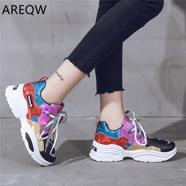 

2020 sneakers women fashion platform vulcanize womens casual krassovki female trainers dad shoes mx200425, Black