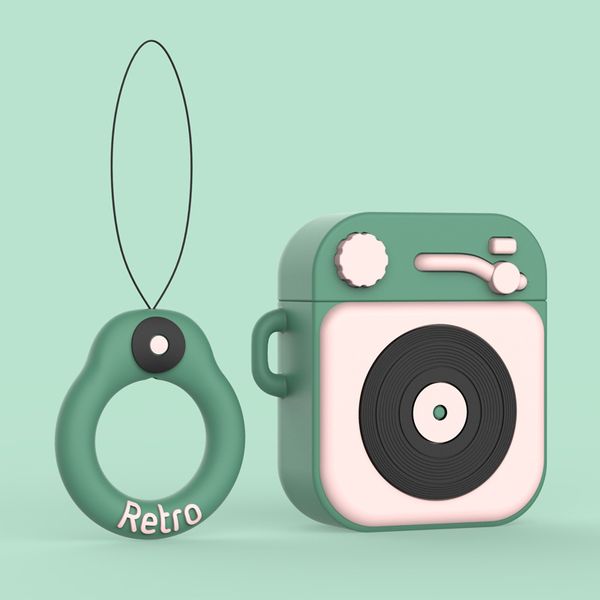 

оптовая чехол для airpods 1/2 мультфильм ретро фонограф силиконовые мягкий чехол для airpods 1/2 bluetooth наушники 4colors защитный ящик дл