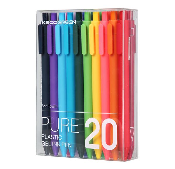 

kaco soft touch retractable gel ink pens 0.5mm fine point rainbow pen