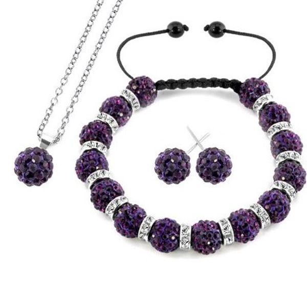 

10mm fiyu67 mixed ab clay crystal crystal set bracelet earring necklace women men bangles silver plated chain