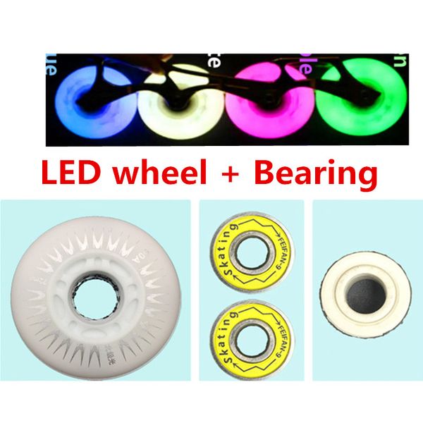 

90a led wheel + ilq11 bearing led flash roller skates tyre inline skating ilq-11 light shine kids adults 60 62 64 68 70 72 76 80