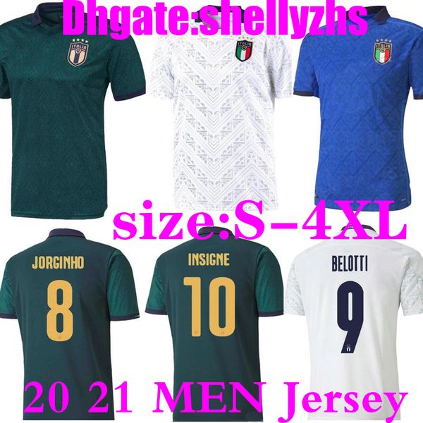 

s-4xl 20 21 italy european cup soccer jersey 2020 men home away 3rd green jorginho el shaarawy bonucci insigne football uniform shirts, Black;yellow