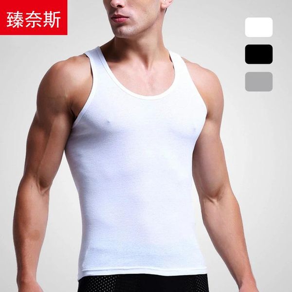 

new 2019 summer men's cotton sleeveless vest vest pure color cultivate one's morality type render unlined upper garment, Black;white