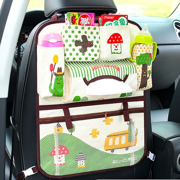 

cartoon waterproof baby kids car back seat hanging basket storage bags cup holder stroller accessories