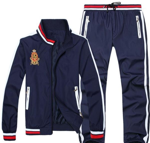 

embroidery jackets mens running clothing sets casual sports tracksuits jackets pants 2pcs suits outdoor