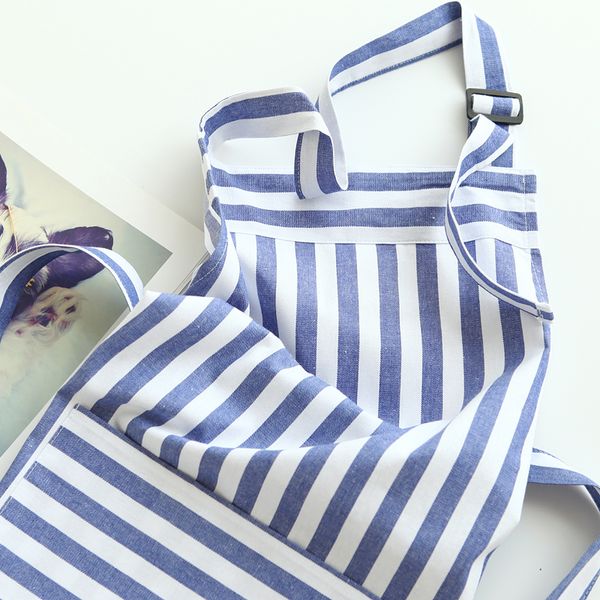 

new blue striped apron fashion simple home cloth art lace kitchen cleaning restaurant nail bakery work clothes