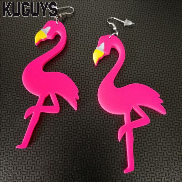 

flamingos long dangle earring for women fashion acrylic jewelry, Silver