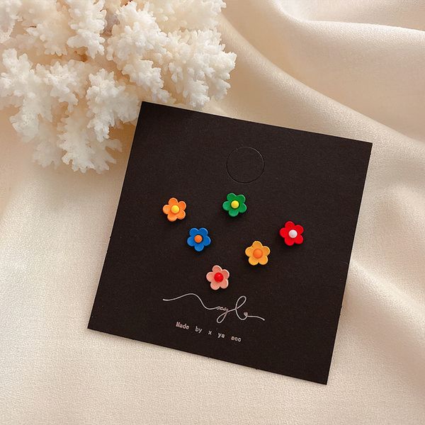 

korean earring 2020 fashion simple fresh cute flowers stud earrings for women boho colorful ear rings 925 silver jewelry gifts, Golden;silver