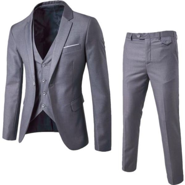 

2019 suit mens business wedding formal blazer korea slim fit male 3 piece tuxedo blazer jacket+vest+pants plus size 6xl, White;black