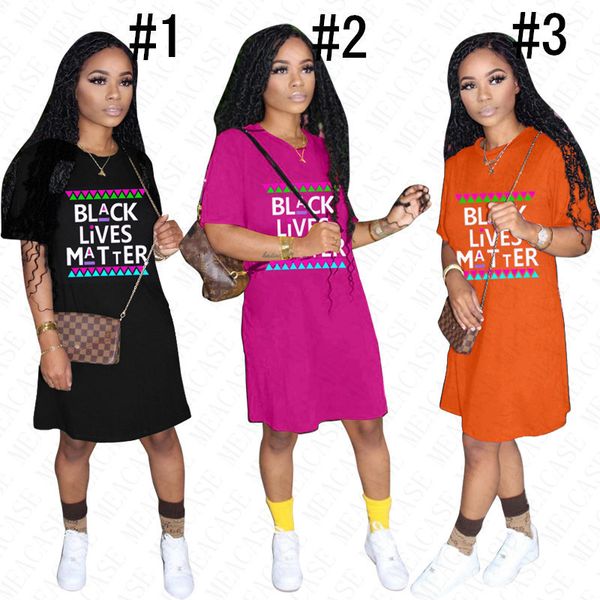 

trend black lives matter letter designer t shirt dress for women summer loose oversize tshirs tee dresses casual sport beach clothd61803, Red;yellow
