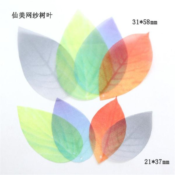 

50pcs/lot colored mesh chiffon leaves diy creative materials earring for jewelry making, Blue;slivery