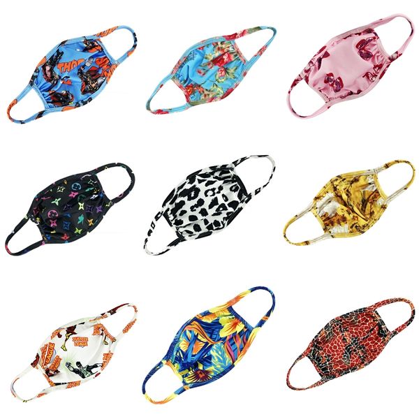 

designer printed masks reusable protective pm2.5 filter printing mouth mask anti dust face mask windproof mouth-muffle 84 styles damon017 #8, Black