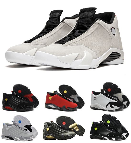 

wholesale classic sneaker 14 14s black toe last svarsity red suede thunder men basketball shoes cool grey dmp candy cane trainer design