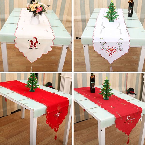 

polyester christmas table flags embroidery tablecloth festive home decorations