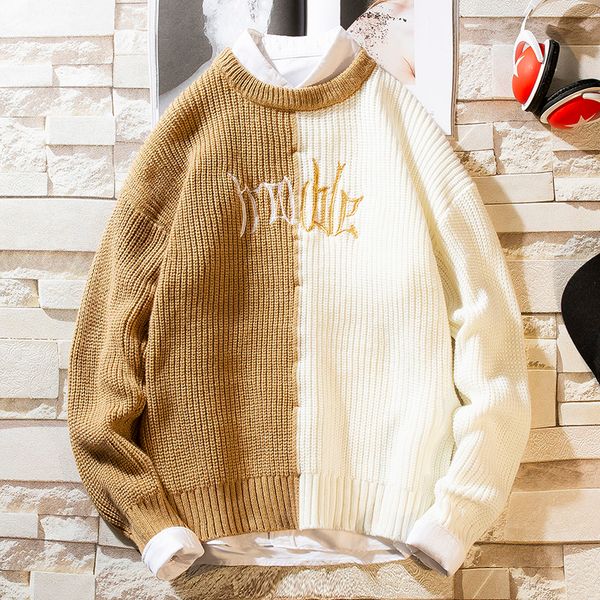 

casual men's sweater o-neck striped slim fit knittwear 2019 autumn mens sweaters pullovers pullover men pull homme -3xl, White;black
