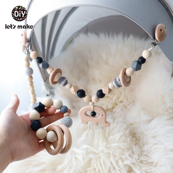 

baby toys play gym pacifier rattle wooden teether rattle children's toys teething animals elephant toys for baby stroller set t200429