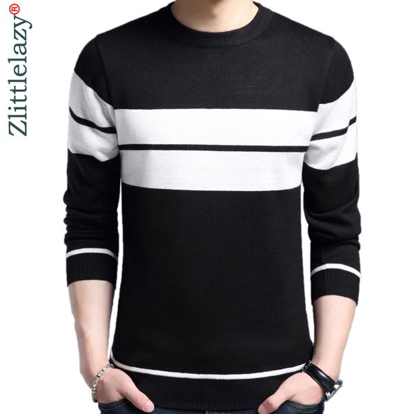 

2018 new designer pullover striped men sweater dress thick winter warm jersey knitted sweaters mens wear slim fit knitwear 50566, White;black
