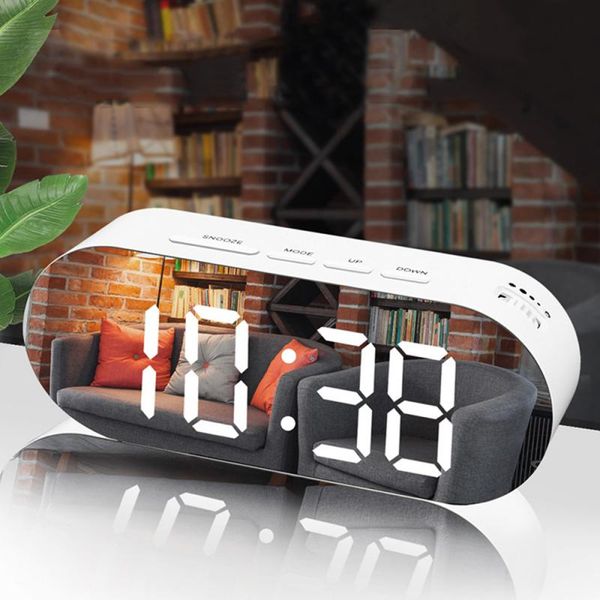 

led alarm clock creative makeup mirror alarm display support plug-in dual usb for office study home desk clock gift
