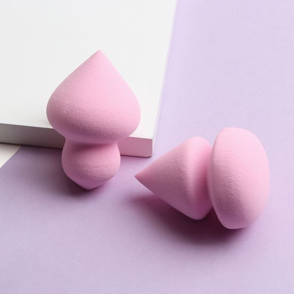 

maange 2pcs non-latex pink cosmetic sponge puffs wet-dry dual use foundation powder puff smooth cosmetic makeup puff beauty tool